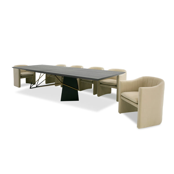 Modrest Elkhorn Glam Black Ash & Stainless Steel 126" Dining Table Model VGGMDT-1599