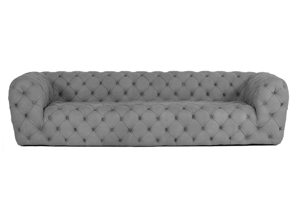 Ellington Italian Grey Nubuck Leather 3-Seater Sofa
