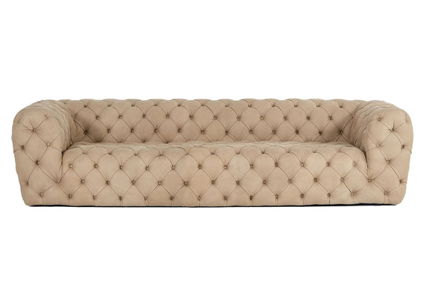 Ellington Italian Beige Nubuck Leather 3-Seater Sofa