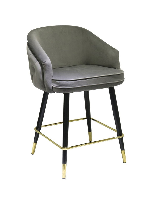 Elliot Contemporary Grey & Black/Gold Dining Bar Stool (Set of 2)