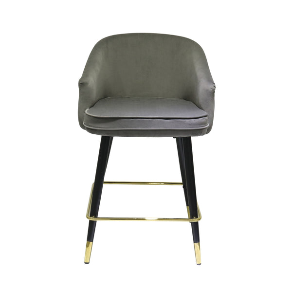 Modrest Elliot Contemporary Grey & Black | Gold Dining Bar Stool (Set Of 2) Model VGSWSBC432-DKGRY-BS