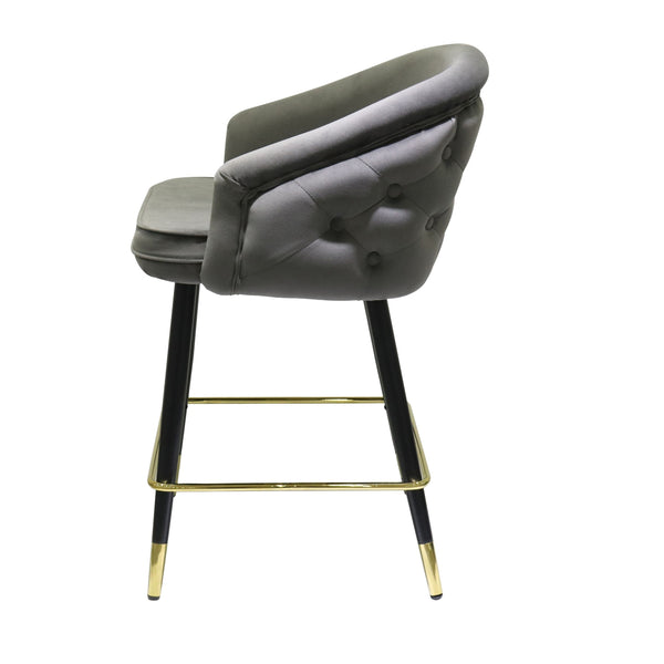 Modrest Elliot Contemporary Grey & Black | Gold Dining Bar Stool (Set Of 2) Model VGSWSBC432-DKGRY-BS