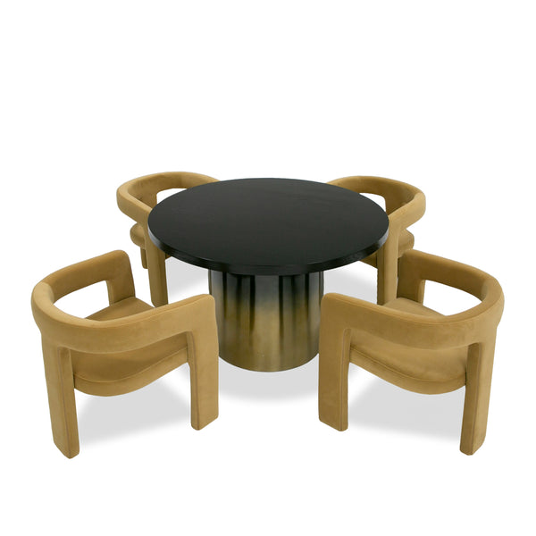 Modrest Elmira Glam Black Ash & Gradient Stainless Steel Round Dining Table Model VGGMDT-1658A