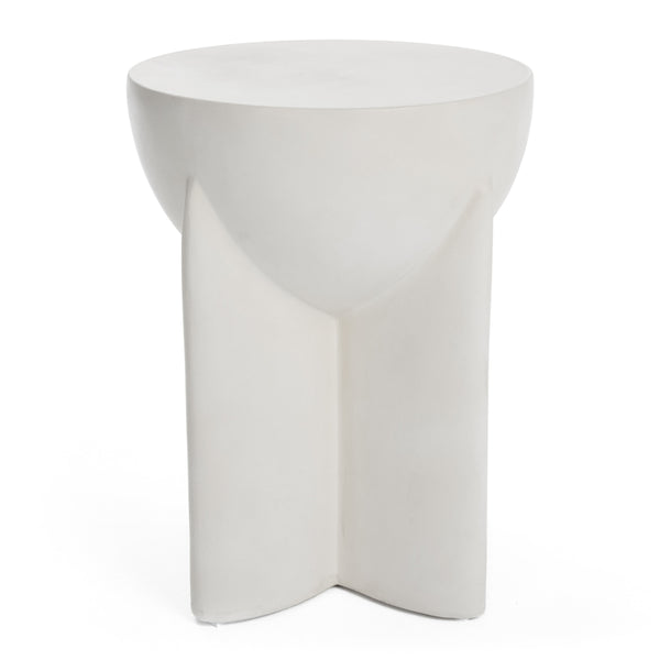 Modrest Elsa Modern Oyster Concrete Round End Table Model VGGR-615436-WHT