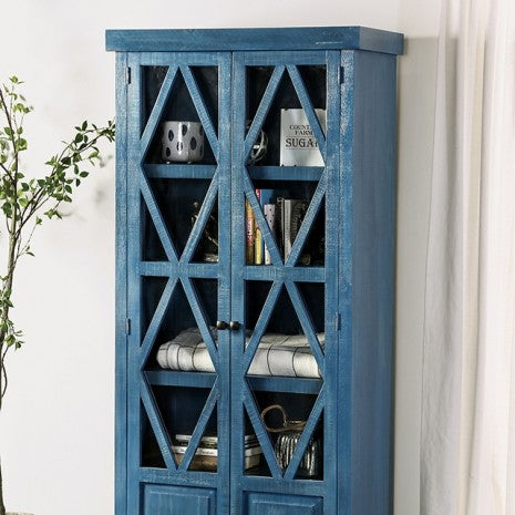 Furniture of America Zenia Denim Blue Rustic Curio Model EM-AC094BL