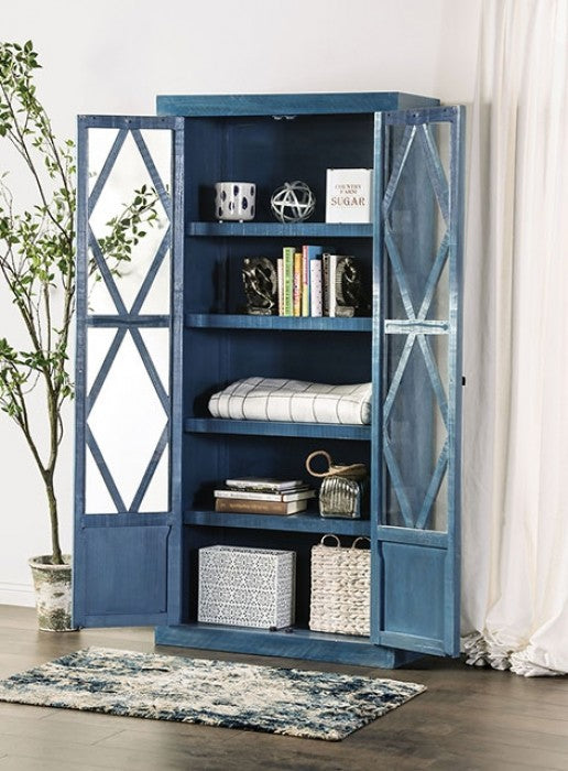 Furniture of America Zenia Denim Blue Rustic Curio Model EM-AC094BL