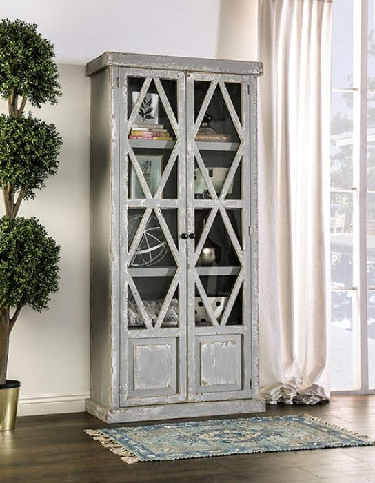 Furniture of America Zenia Weathered Gray Rustic Curio Model EM-AC094GY