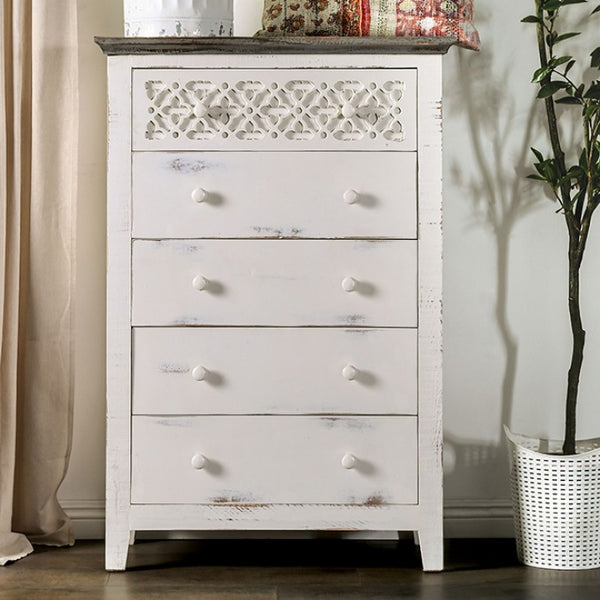 Furniture of America Myrtlemoore Vintage Ivory/Rustic Gray Rustic Chest Model EM7079IV-C