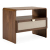 Emilio Modern Natural Burlap + Walnut Nightstand