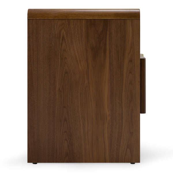 Emilio Modern Natural Burlap + Walnut Nightstand
