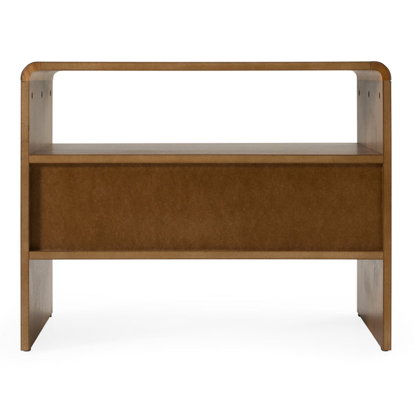 Emilio Modern Natural Burlap + Walnut Nightstand