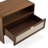 Emilio Modern Natural Burlap + Walnut Nightstand
