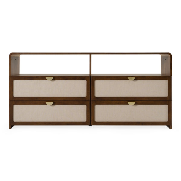 Emilio Modern Natural Burlap + Walnut Dresser