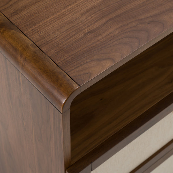 Emilio Modern Natural Burlap + Walnut Dresser