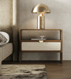 Emilio Modern Natural Burlap + Walnut Nightstand