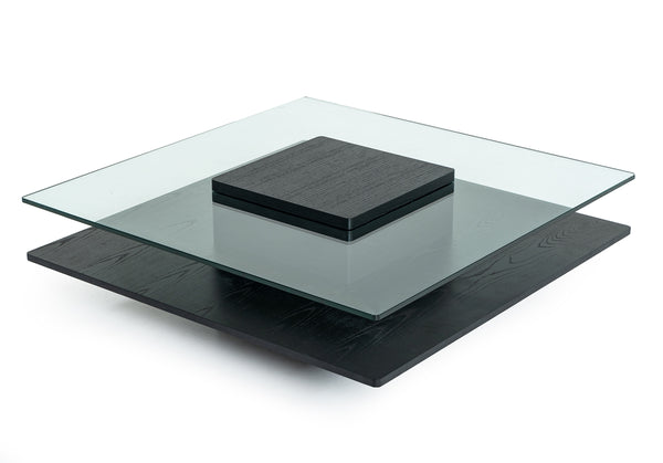 Emulsion Modern Black Oak Glass Coffee Table Model VGHBHK22A-BLK