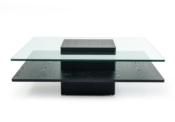 Emulsion Modern Black Oak Glass Coffee Table Model VGHBHK22A-BLK