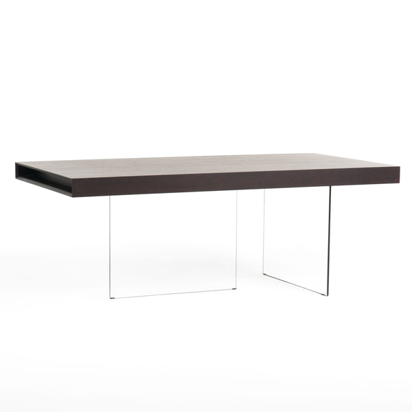 Modrest Encino Modern Timber Chocolate & Glass Dining Table Model VGCNCP1712D-200100-V36DX-P2