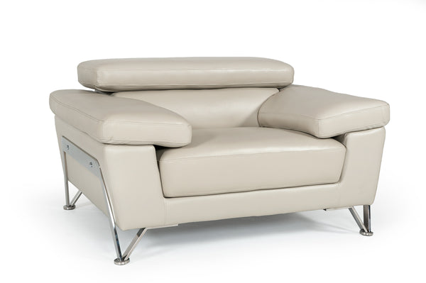 Divani Casa Encore Modern Grey Leather Chair Model VG2T0724-CHR-GRY