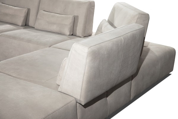 Lamod Italia Hollywood Italian Light Grey Leather Laf Chaise Sectional Sofa Model VGCC-HOLLYWOOD-GREY-LAF-SECT
