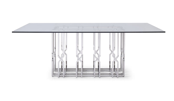 Modrest Ericson Modern Glass & Stainless Steel Dining Table Model VGVCT1980-22-GRY-DT