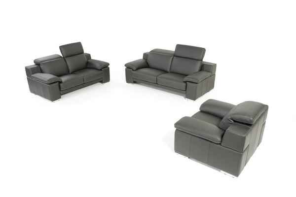Lamod Italia Evergreen Modern Black Italian Leather Sofa Set Model VGNTEVERGREEN-BLK