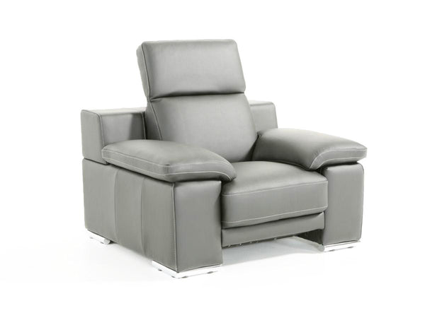 Lamod Italia Evergreen Modern Stone Grey Italian Leather Chair Model VGNT-EVERGREEN-SGRY-CH