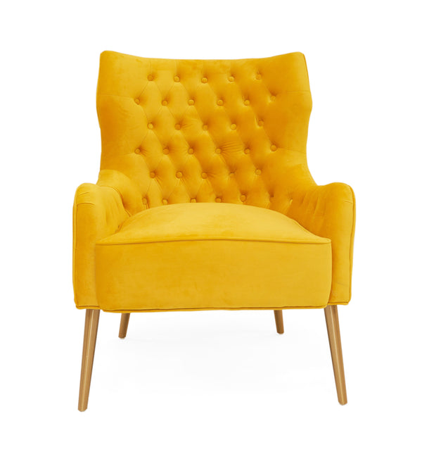 Everly Contemporary Velvet Yellow Accent Chair