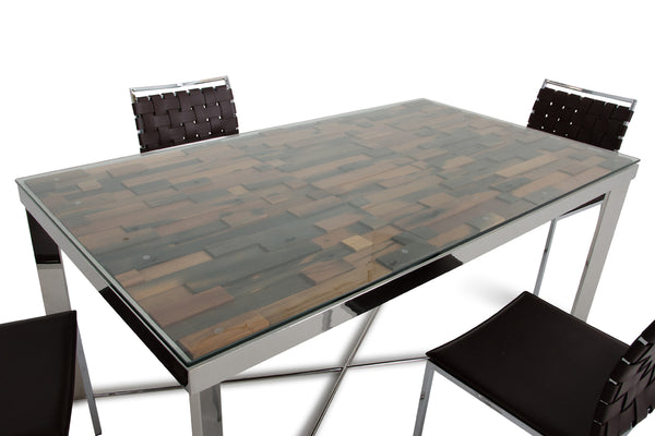 Modrest Santiago Modern Rectangular Wood Mosaic Dining Table Model VGEWF2193AB