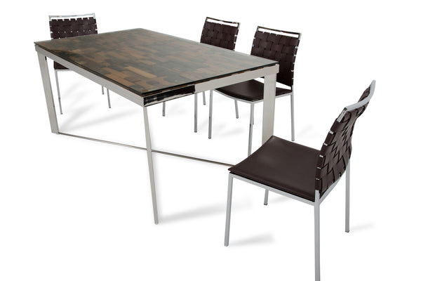 Modrest Santiago Modern Rectangular Wood Mosaic Dining Table Model VGEWF2193AB