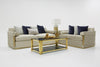 Tenaya Modern Beige Fabric & Gold Loveseat Sofa