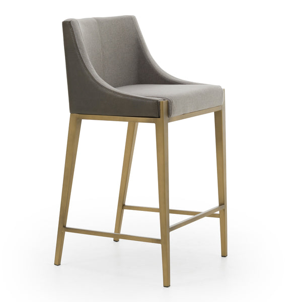 Fairview Contemporary Grey + Brass Counter Stool
