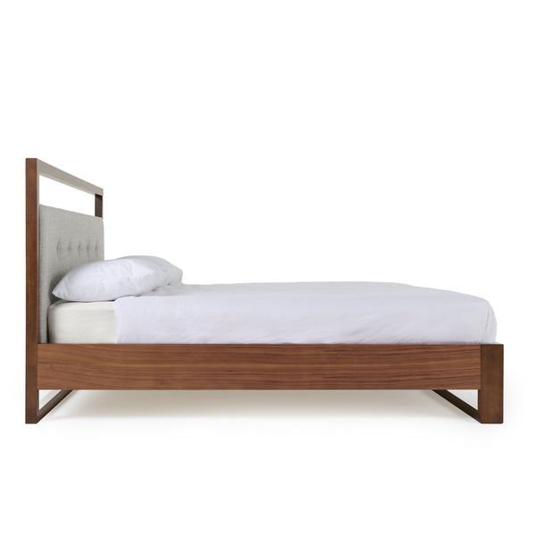 Nova Domus Falcor Modern Grey Fabric & Walnut Veneer Bed Model VGMABR-107-BED