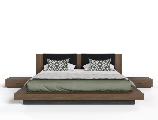 Nova Domus Fantasia Dark Walnut | Dark Grey Bed And Two Nightstands Model VGWDHL-W01-BED-2NS
