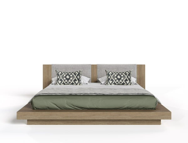 Nova Domus Fantasia Contemporary Walnut & Grey Bed With Two Nightstands Model VGWDHL-W01-01-BED-2NS-LTWLT