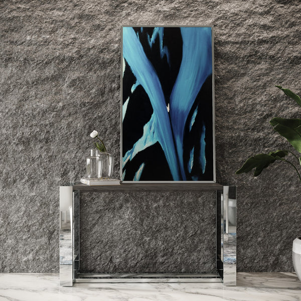 Fauna Modern Grey Elm & Stainless Steel Console Table