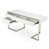 Modrest Fauna Modern White High Gloss & Stainless Steel Desk Model VGBBBN-2DK-WHT-DESK