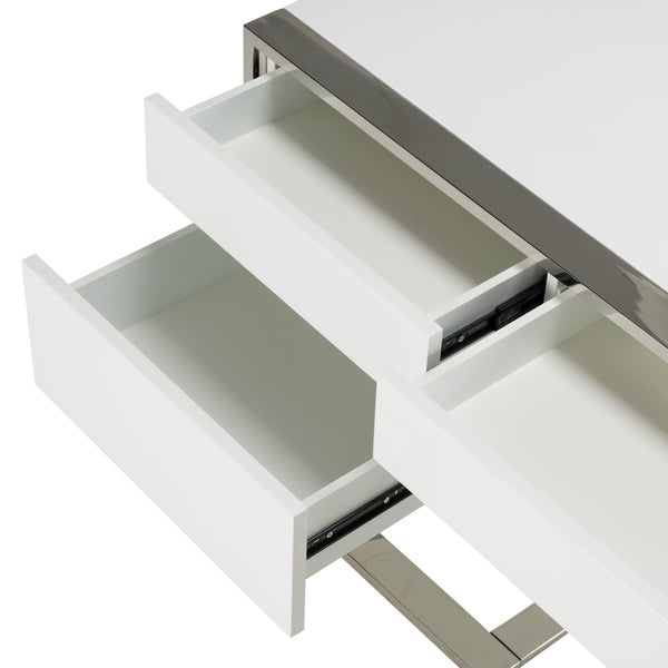 Modrest Fauna Modern White High Gloss & Stainless Steel Desk Model VGBBBN-2DK-WHT-DESK