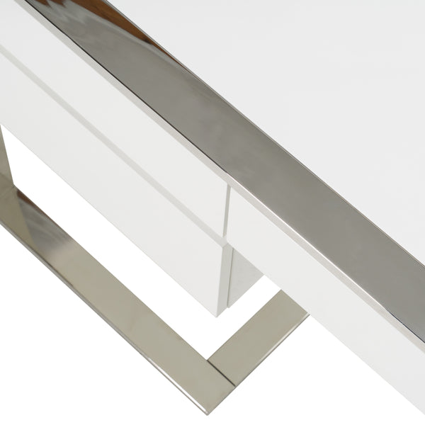 Modrest Fauna Modern White High Gloss & Stainless Steel Desk Model VGBBBN-2DK-WHT-DESK