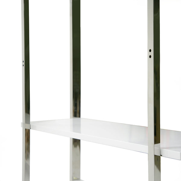 Modrest Fauna Modern White High Gloss & Stainless Steel Bookshelf Model VGBB1616BS-WHT-SHELF