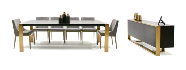 Modrest Fauna Modern Wenge And Brass Dining Table Model VGBB-BN-2T-WB-DT