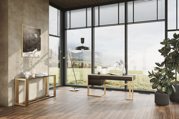 Modrest Fauna Modern Wenge And Brass Console Table Model VGBB-BN-2X-WB-BRN-CT