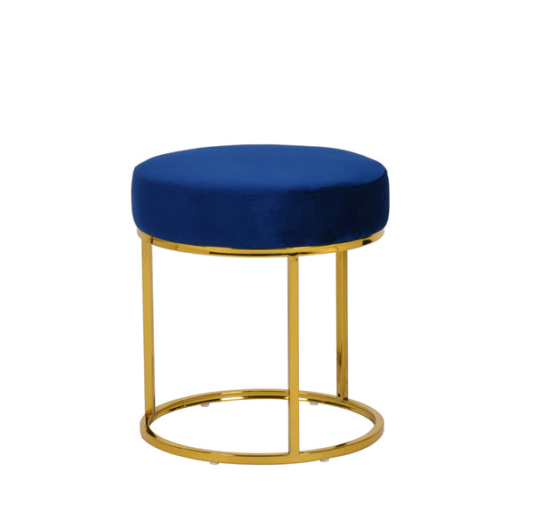 Modrest Elmont Modern Blue Velvet & Gold Stool Ottoman Model VGFH-FDC8017-BLU