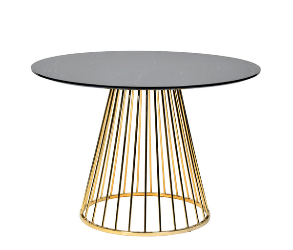 Modrest Holly Modern Black & Gold Round Dining Table Model VGFH-FDT7012-BLK