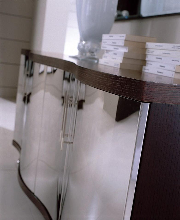 Waves Collection Modern Glass With Chrome Stainless Steel Dining Table Model VGGUWAVES