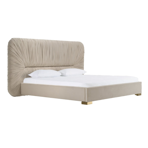 Florence Modern Beige Velvet + Gold Bed