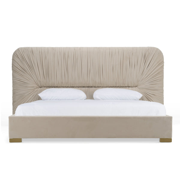 Modrest Florence Modern Beige Velvet & Gold Bed Model VGVC-BD2410-BED