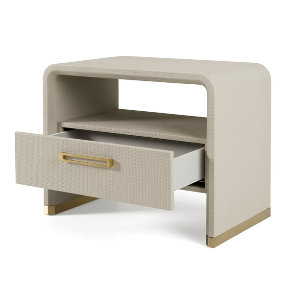 Modrest Florence Modern Beige Leatherette & Gold Nightstand Model VGVC-N2410