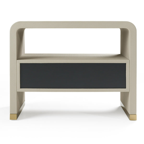 Modrest Florence Modern Beige Leatherette & Gold Nightstand Model VGVC-N2410