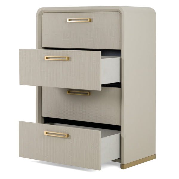 Modrest Florence Modern Beige Leatherette & Gold Chest Model VGVC-J2410-4H